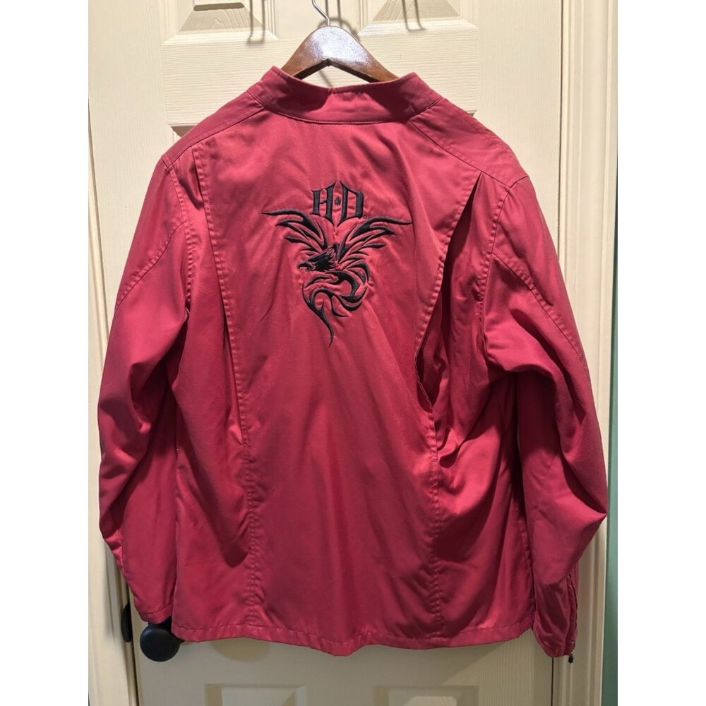 Women's Red Harley Davidson HD Tribal Embroidered  Zip Up Jacket  Size M
